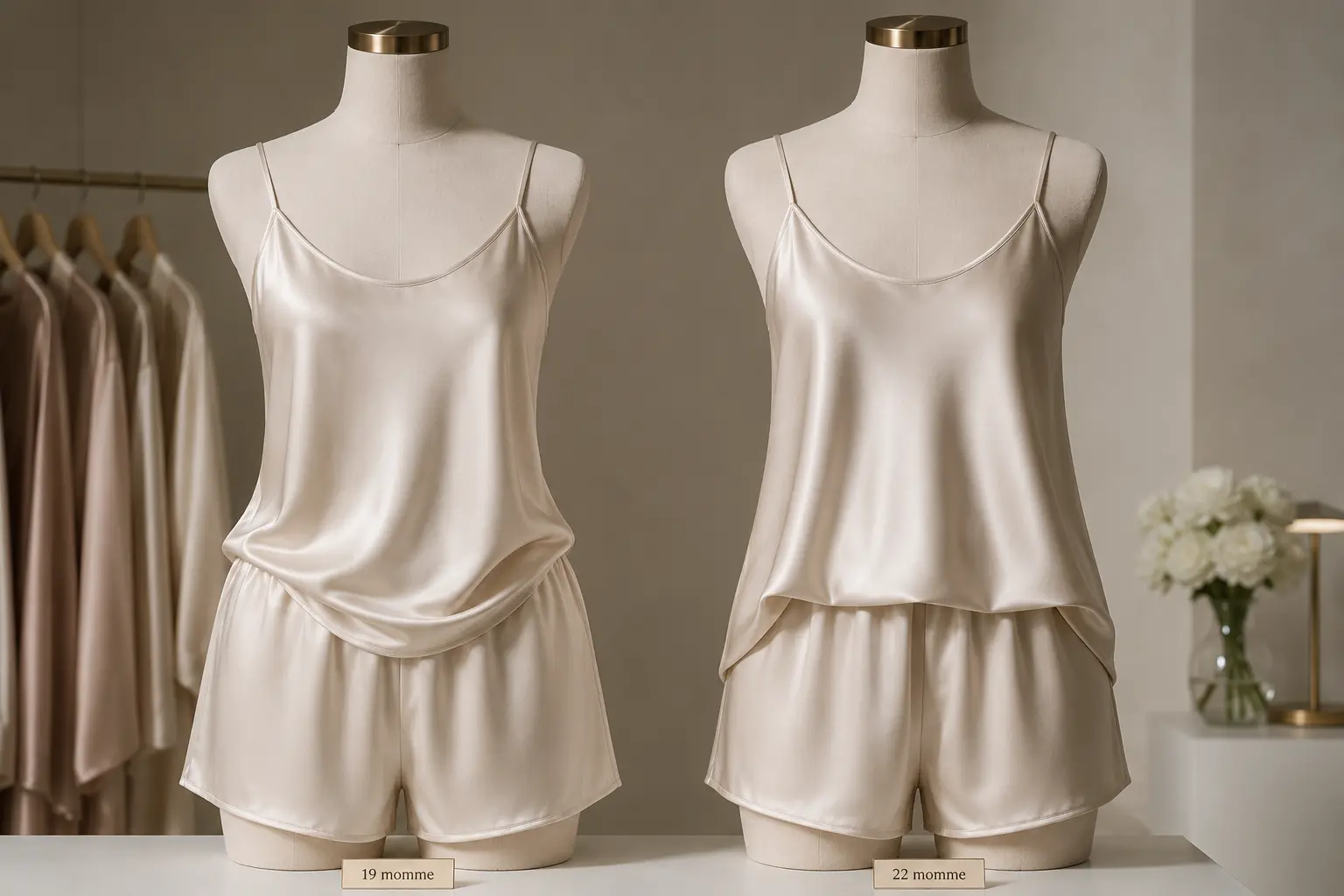 Silk fabric drape comparison for sleepwear