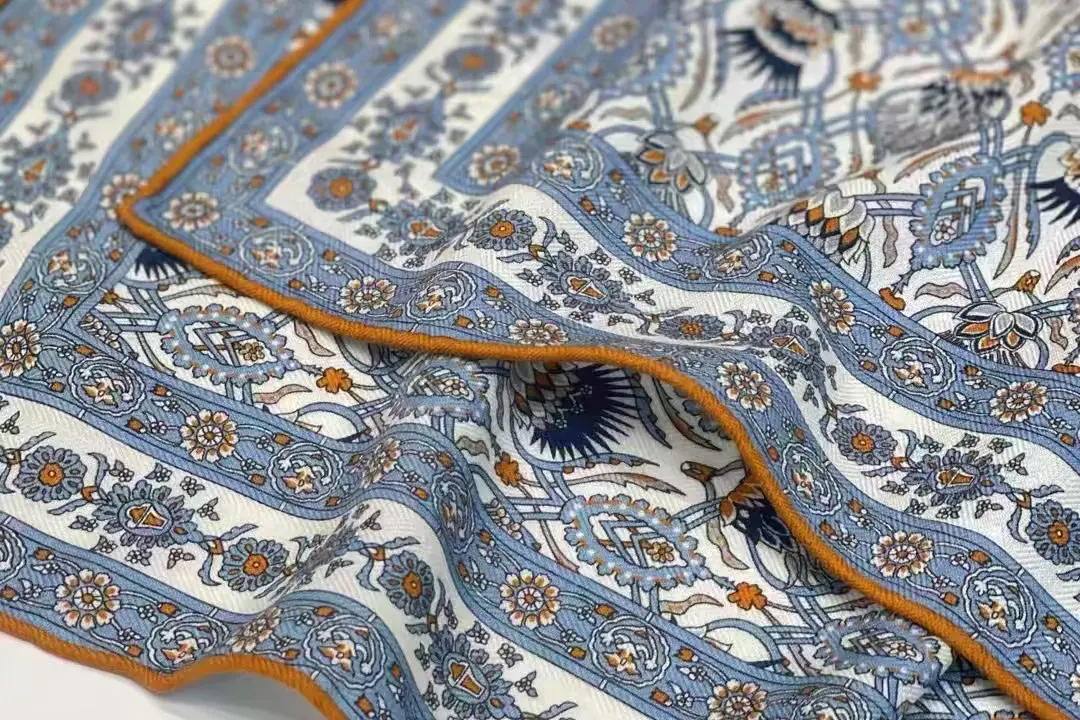 Close-up of silk sample seam and edge finishing