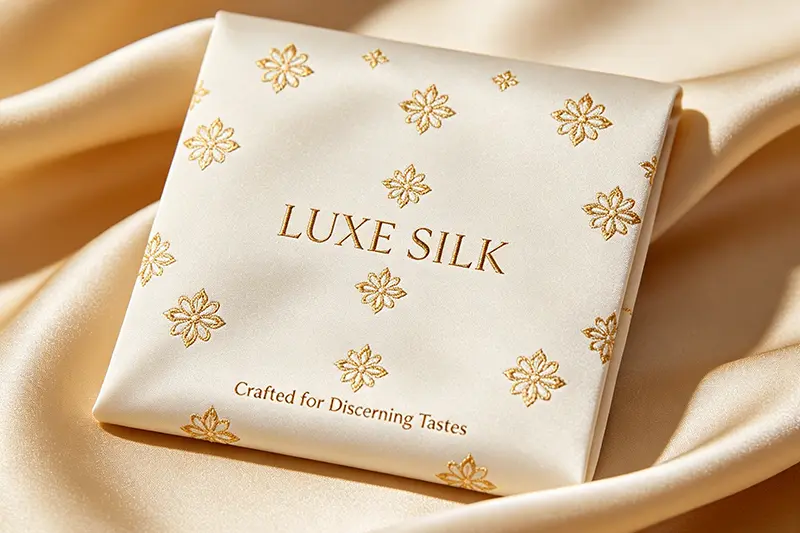 Branding elements used in custom silk packaging