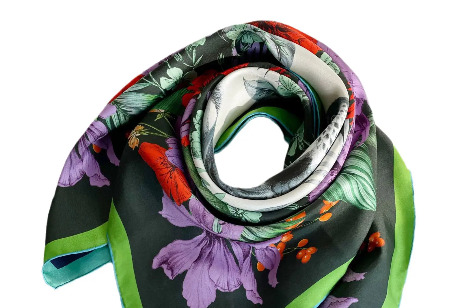 Floral square silk scarf.