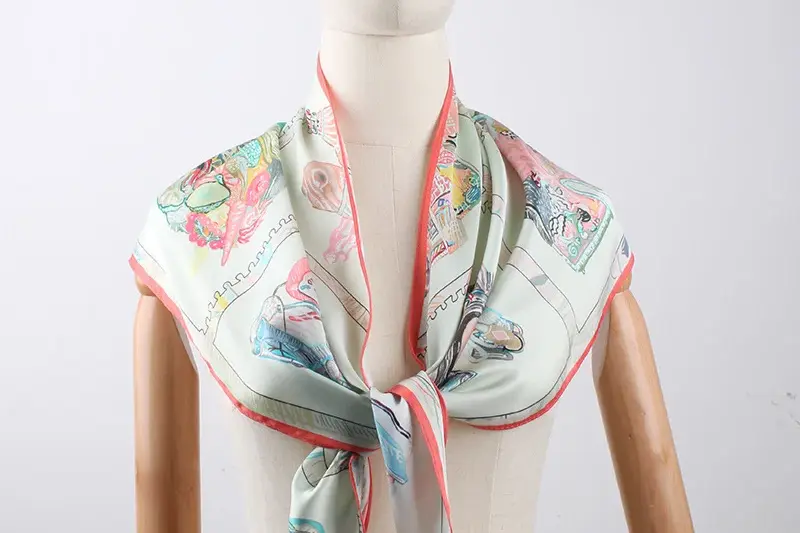 Pastel illustration silk scarf.