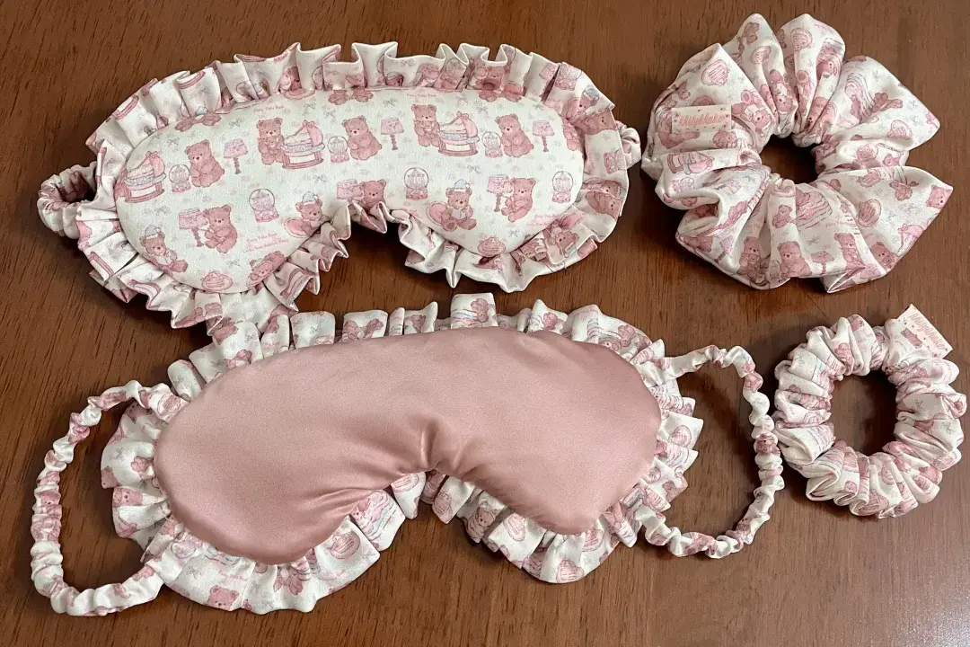 Pink silk sleep set.