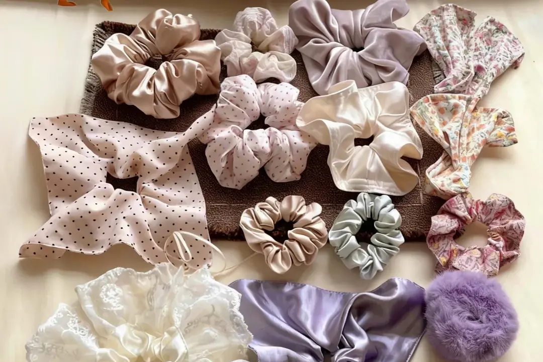 Silk scrunchies and flowers.