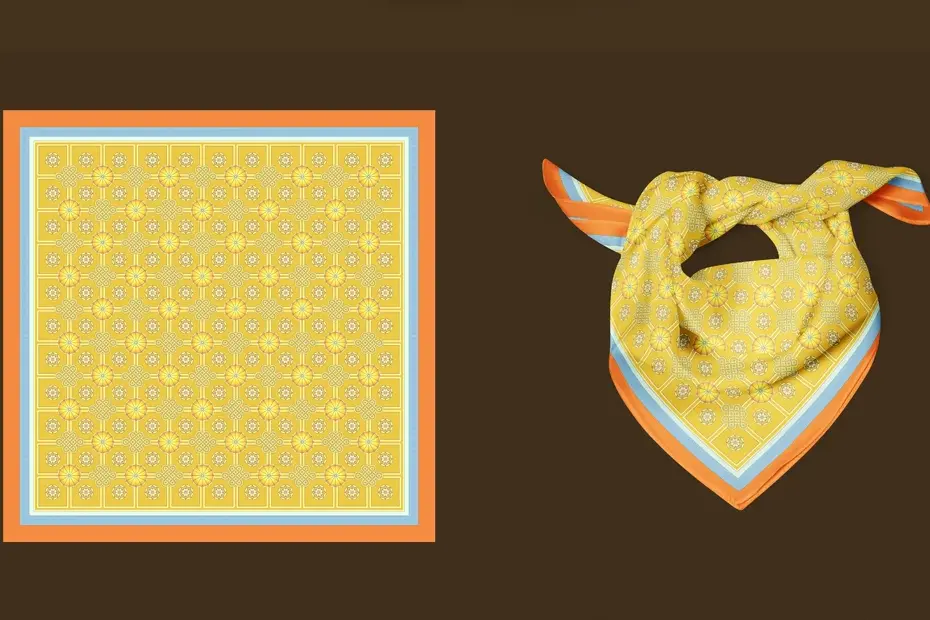 Yellow logo silk scarf.