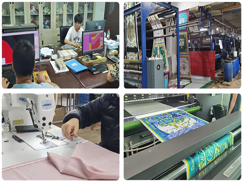 Custom silk bandana manufacturing process in our factory