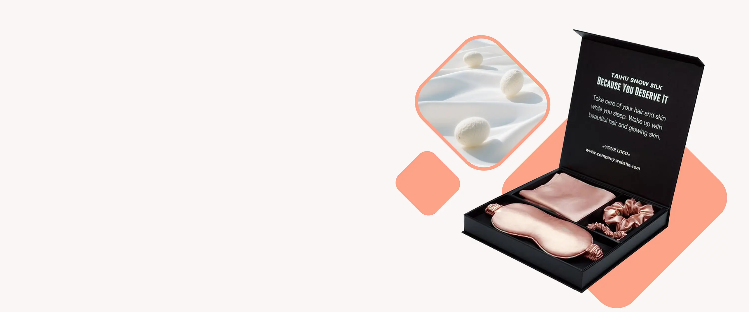 Custom silk gift sets with pillowcases and eye masks in premium packaging