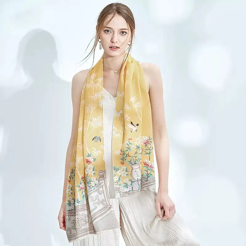 silk shawl fabric detail