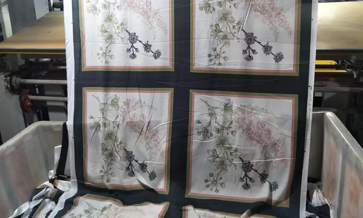 Custom printed silk fabric with sharp detail