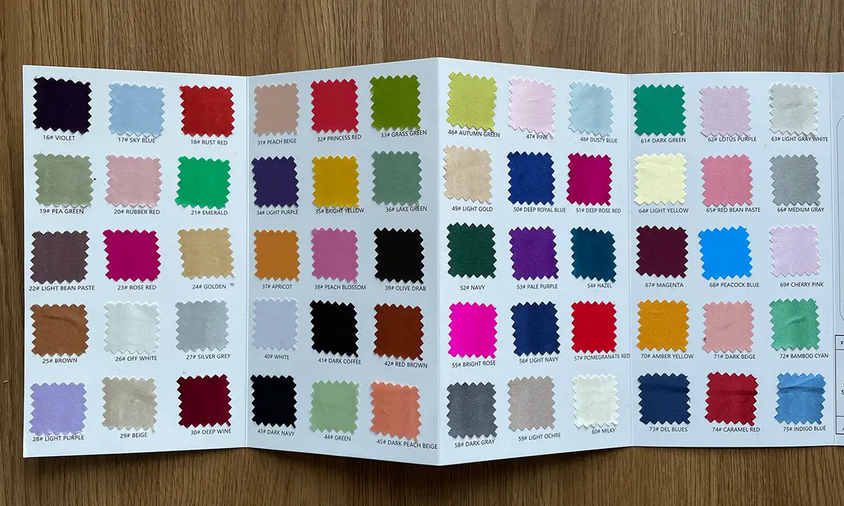 Silk fabric swatch book with multiple silk samples