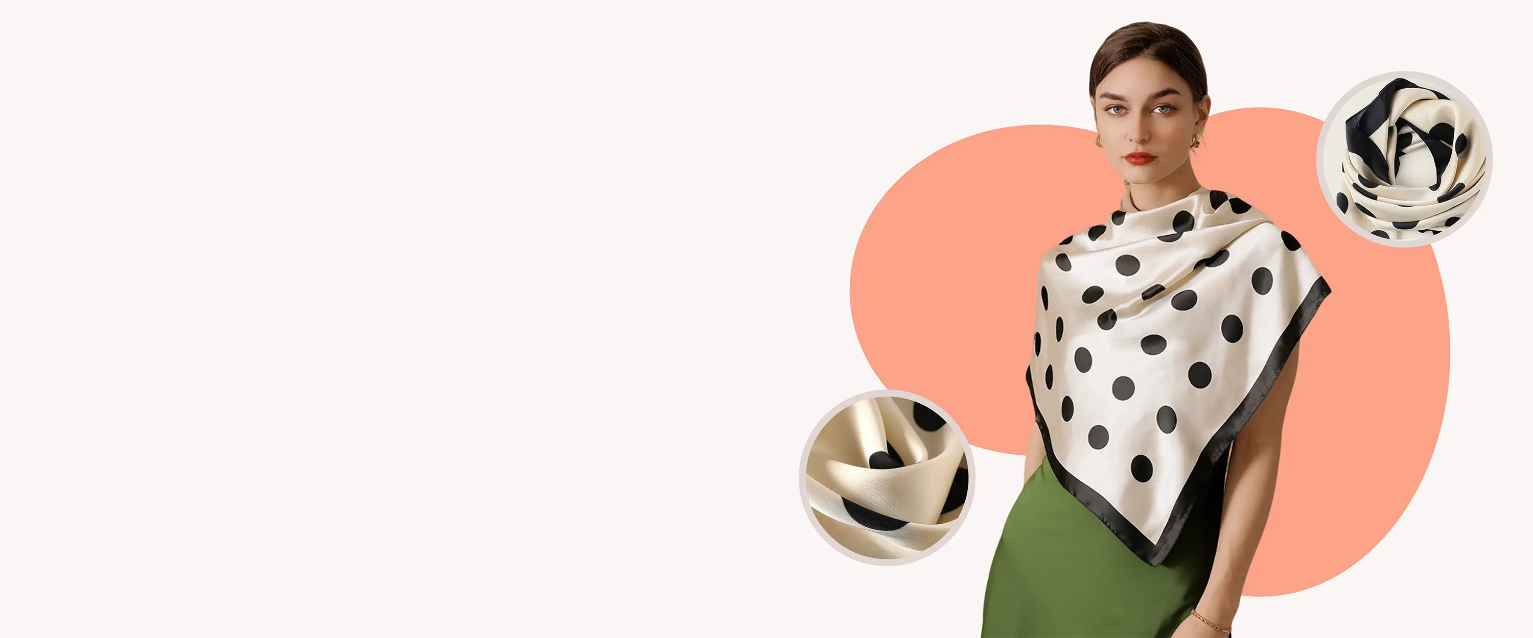 Custom silk scarf sample worn by model for brand development