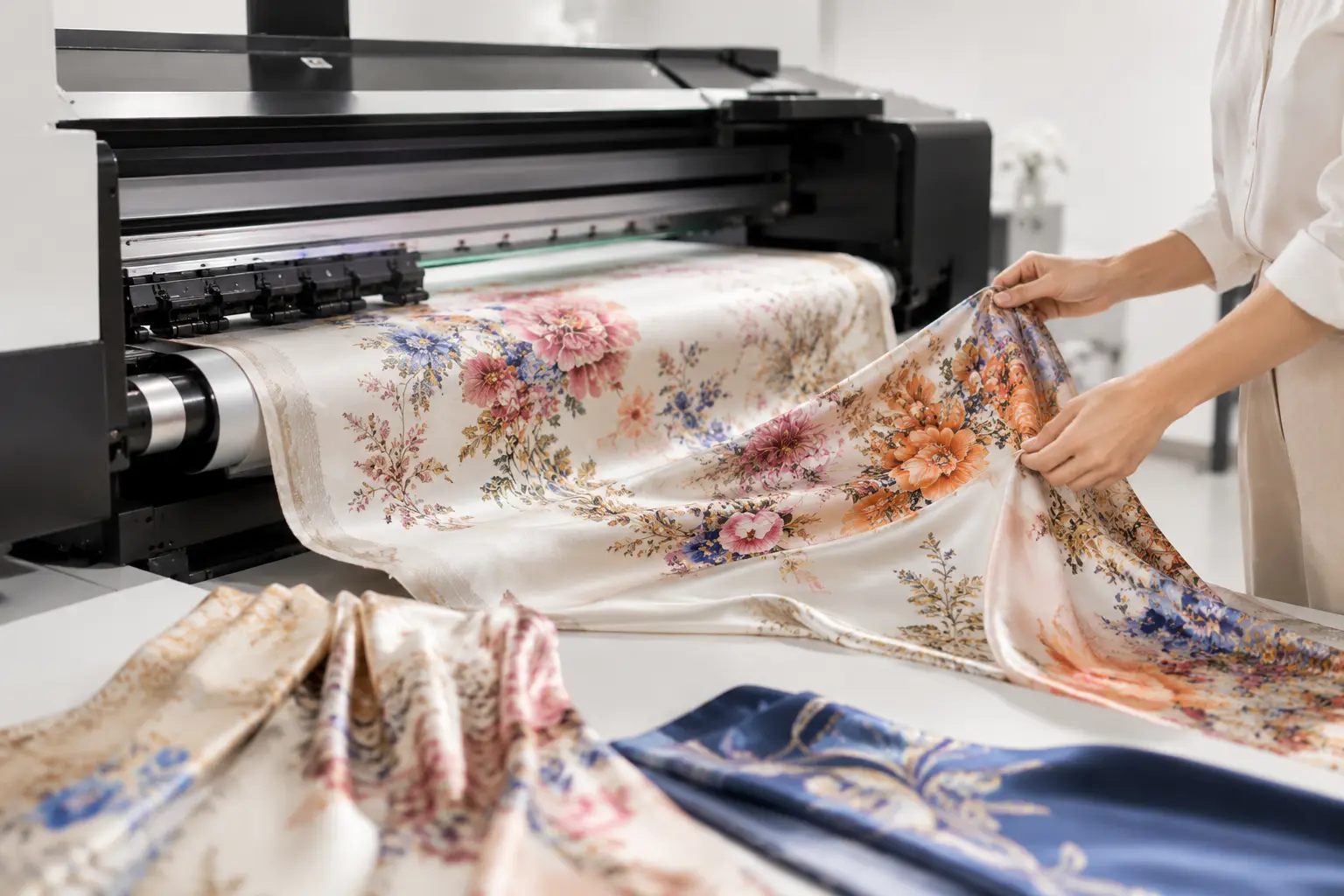 Digital printing on silk