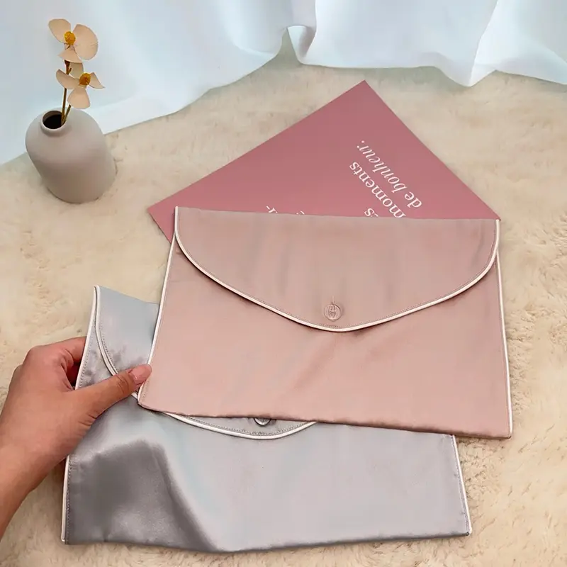 Rear view of silver silk hair extension packaging envelope