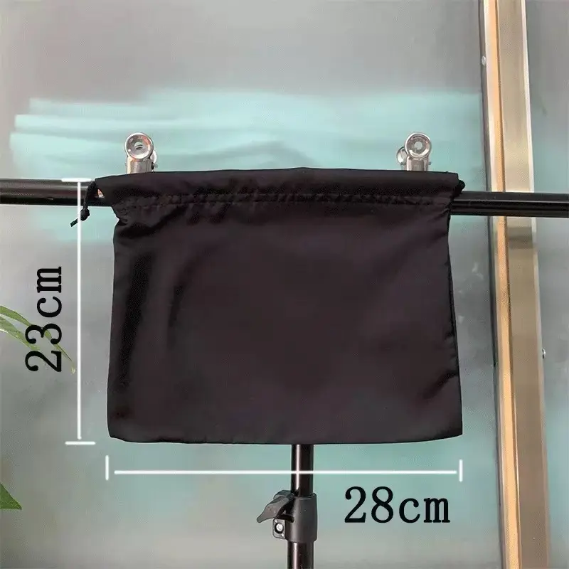 Wide black satin handbag dust bag measuring 28 by 23 centimeters