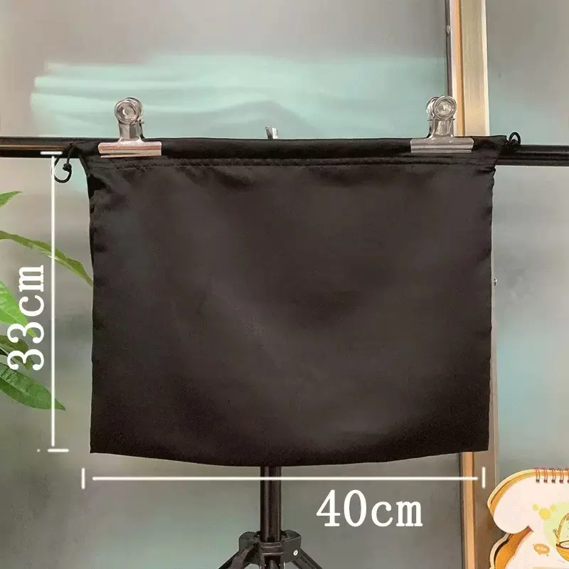 Custom black satin handbag dust bag measuring 40 by 33 centimeters