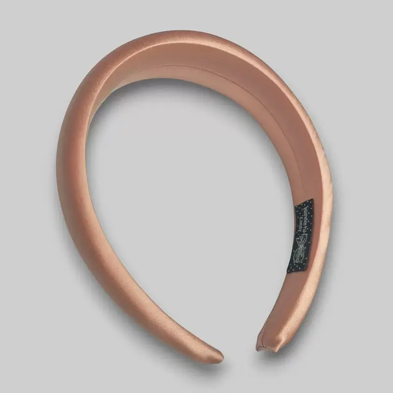 Close-up of printed logo on custom silk headband