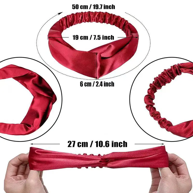 Detail of elastic band inside silk headband