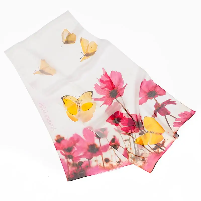 Custom printed long silk scarf design sample