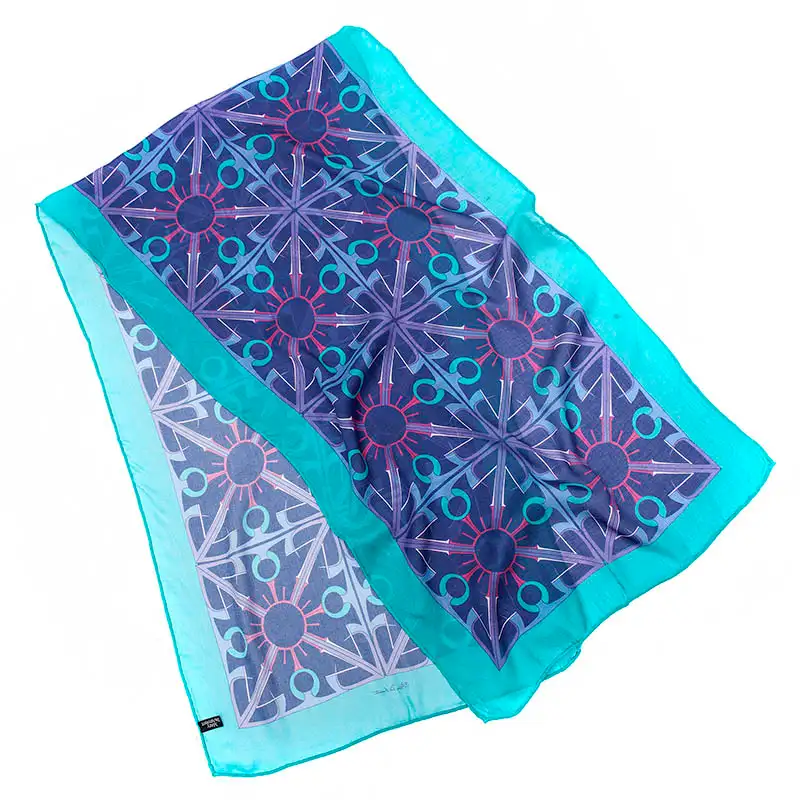 Pattern repeat on custom printed silk scarf