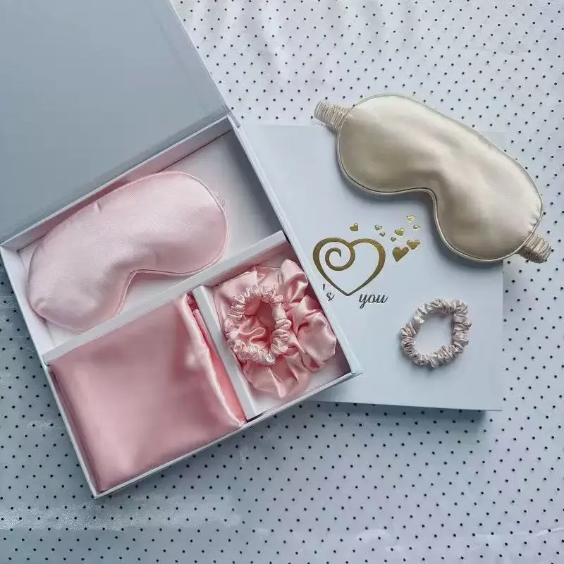 Adjustable elastic strap detail on custom silk sleep mask