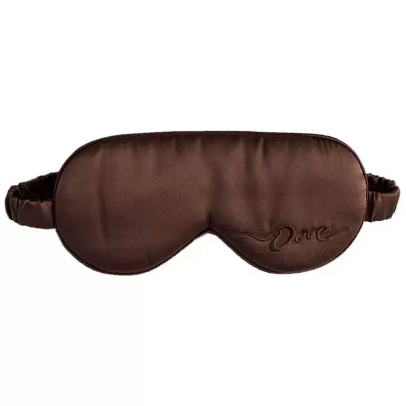 Silk sleep mask logo detail with clean branding placement
