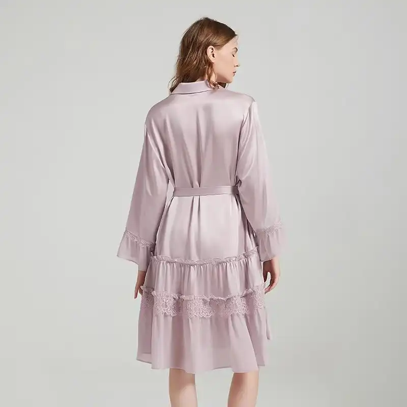 long silk pajama set back view