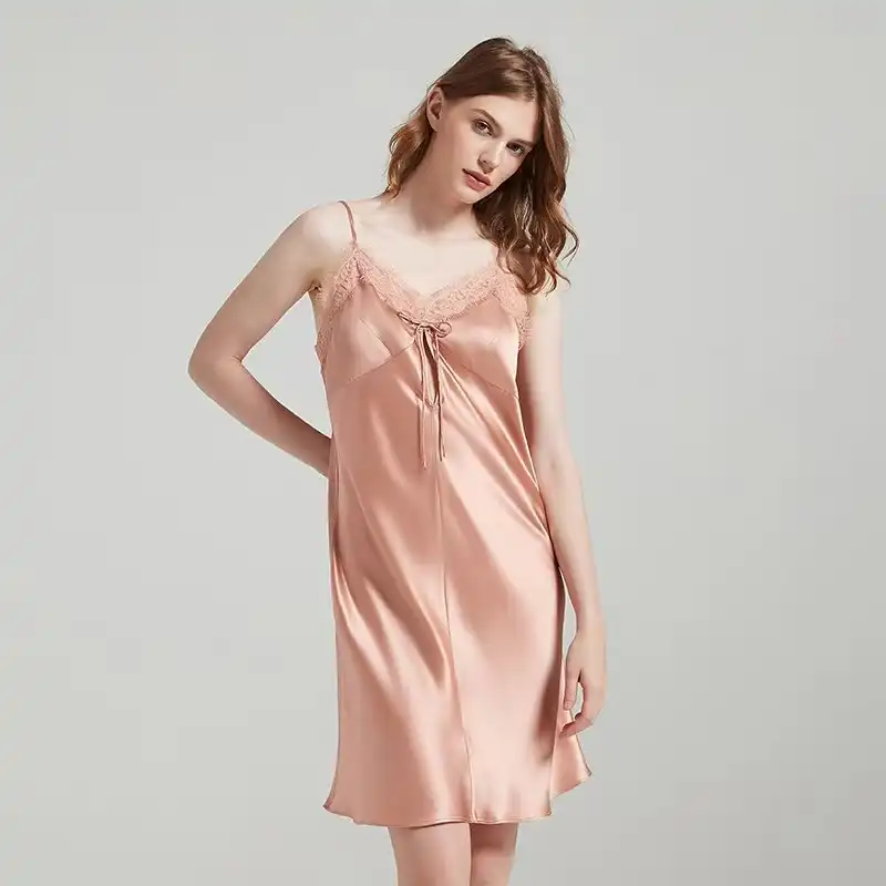 short set silk pajamas front view