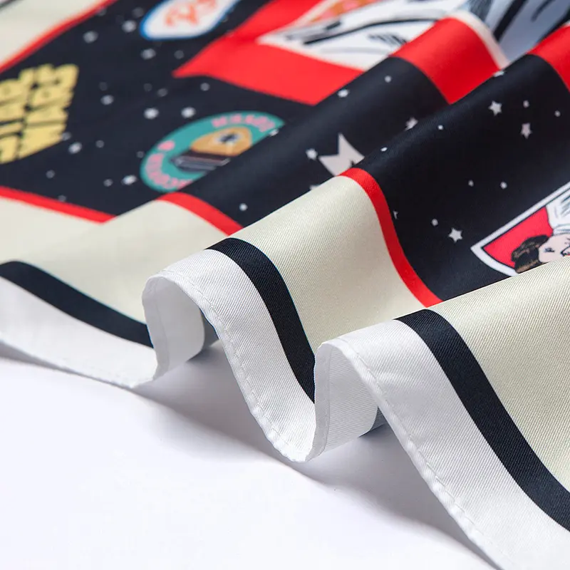 Detail view of Star Wars–inspired custom square silk scarf