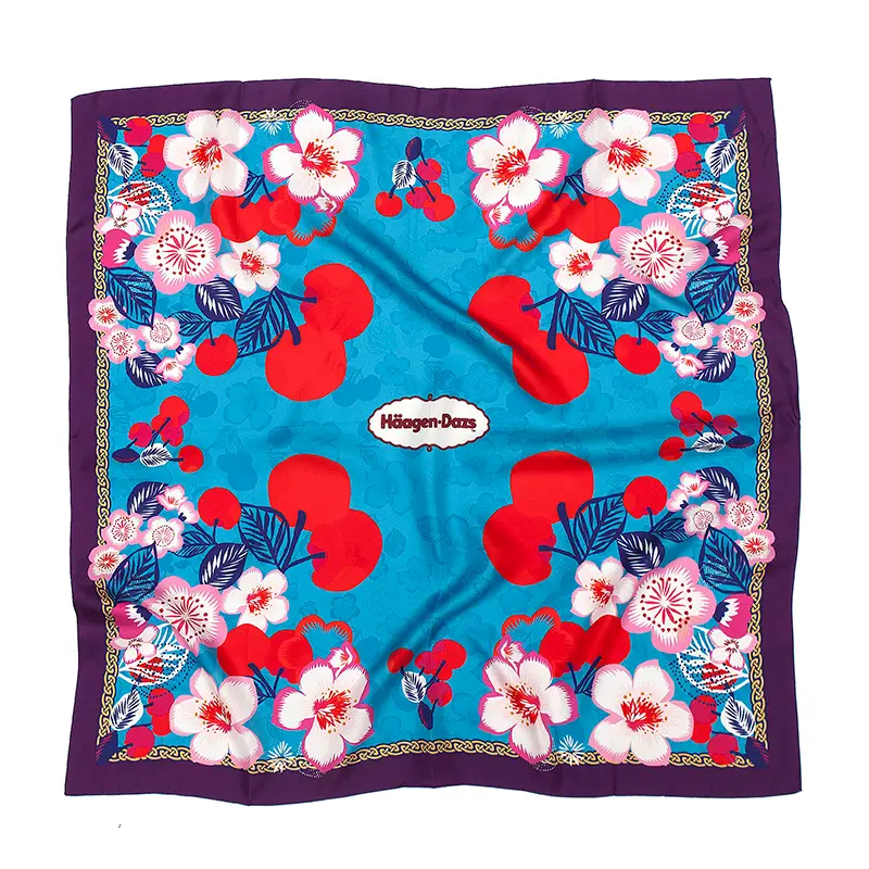 Häagen-Dazs–inspired custom square silk scarf