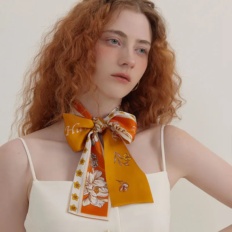 Custom branded silk twilly with logo print for brand identity and promotions