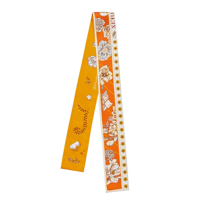 Custom branded silk twilly detail with precise logo and color matching